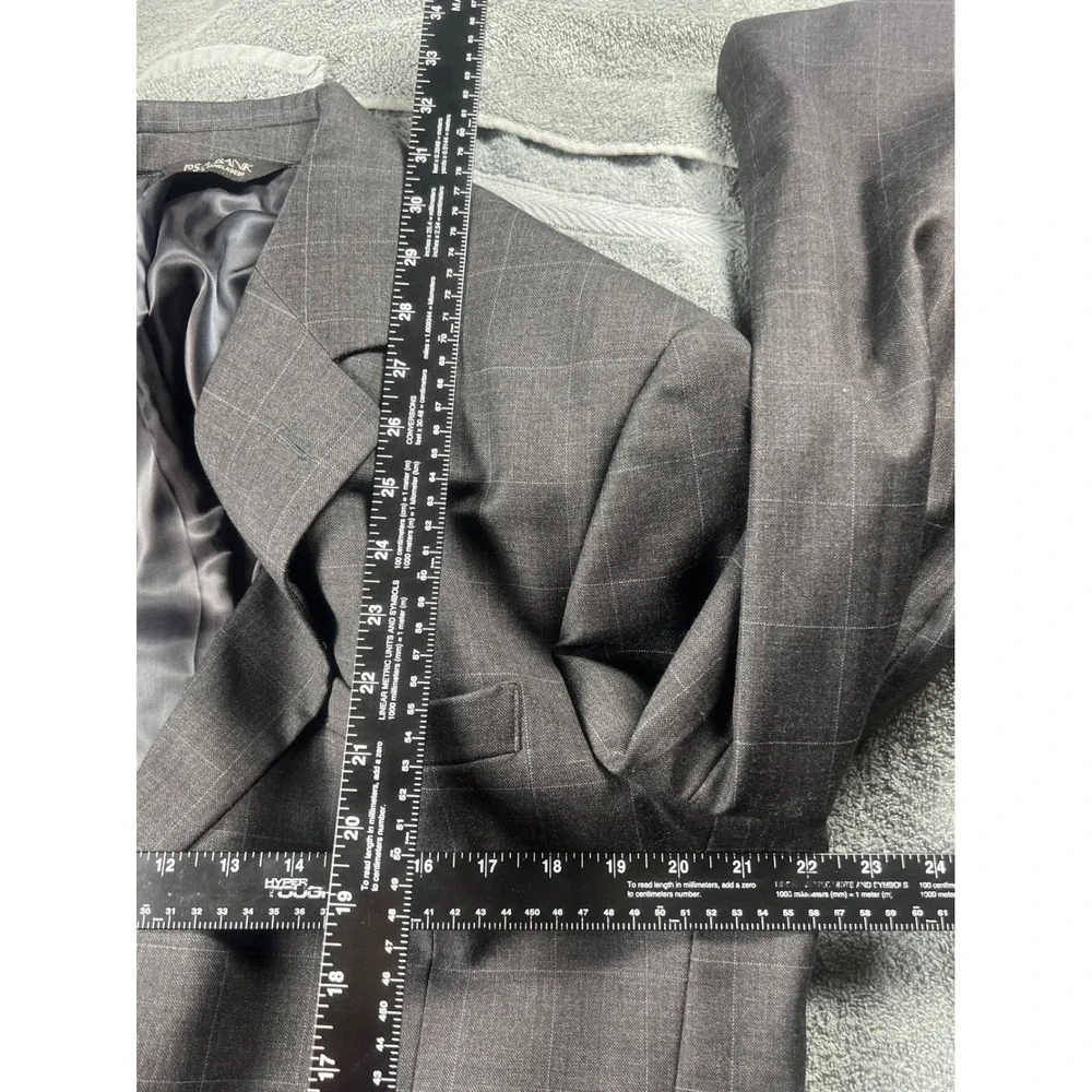 Jos A Bank‎ Men's Charcoal Gray Plaid Wool Blazer Suit Jacket 46R